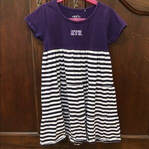 Official Team NYU Purple and White Striped Kids Dress